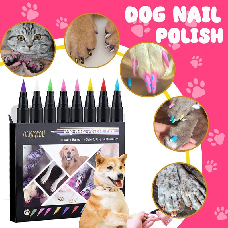 OLINGYOU Pet Grooming Kit- 6 Colors Washable Dog Hair Dye Markers, 8 Colors Nail Polish, 20 PCS Cute Dog Bowknot Hair Bows ,Dog Beauty Care Supplies for Safe & Fun Styling,Birthday Gifts to PET Lovers Set - Image 4